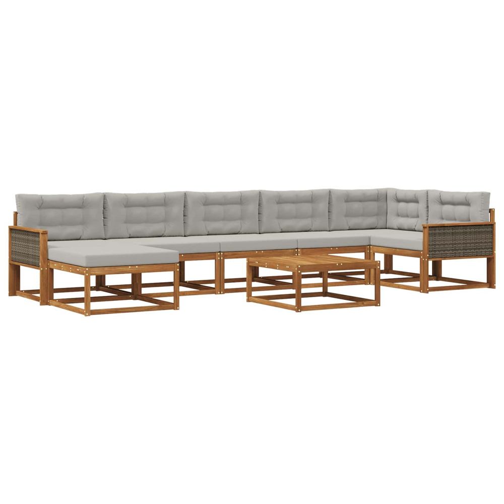 Ensemble de canapés d'extérieur 8 pcs naturel et gris clair