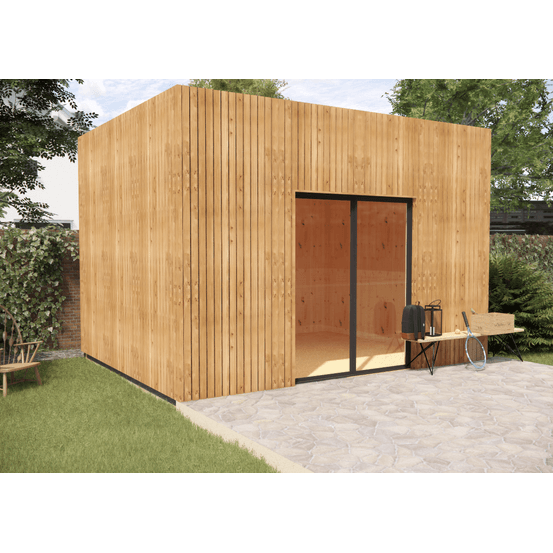 Studio de jardin re2020 en bois 4,4 x 3,5 x 3,2 m / isolation re2020 avec plancher isolé / menuiseries alu k-line
