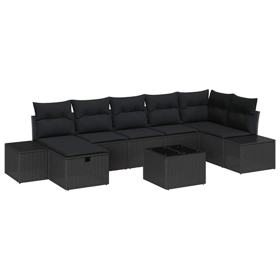 Ensemble de canapés avec coussin 8 pcs polyrotin