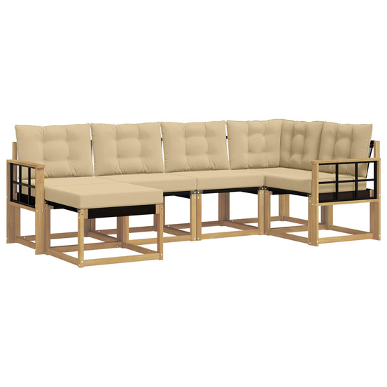 Ensemble de canapés d'extérieur 6 pcs blanc et beige