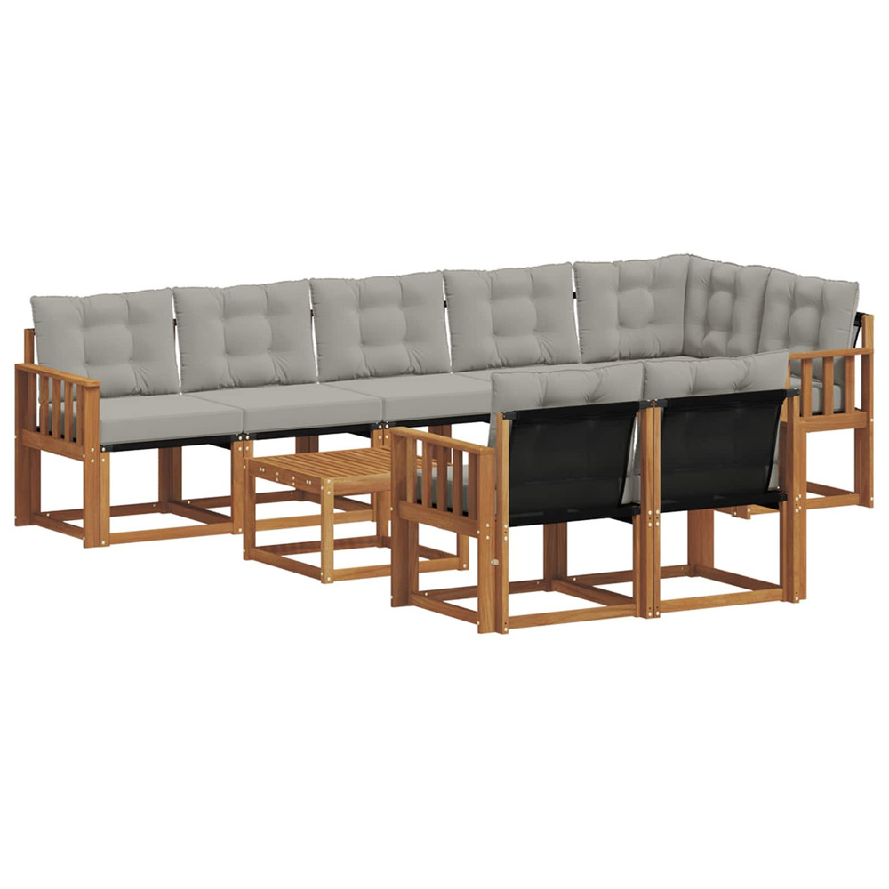 Ensemble de canapés d'extérieur 9 pcs gris naturel et clair