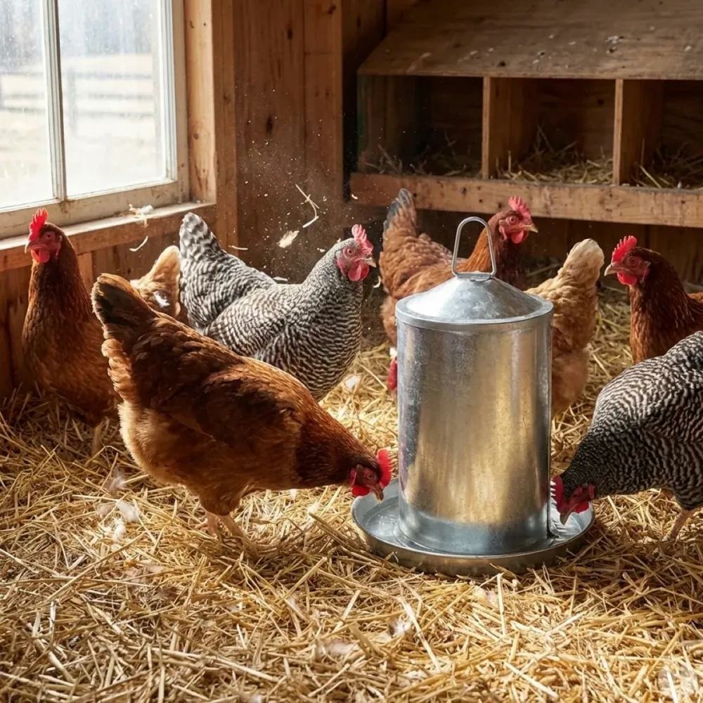 Abreuvoir poules à double paroi en tôle galvanisée de 4 l