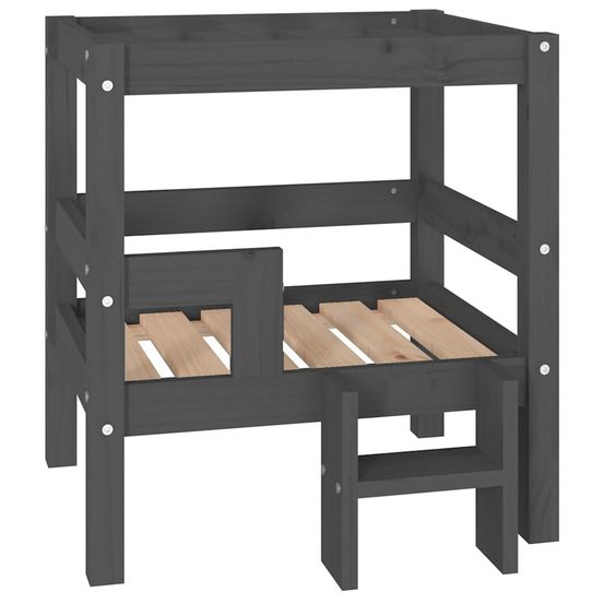 Lit pour chien gris 55,5x53,5x60 cm bois de pin solide