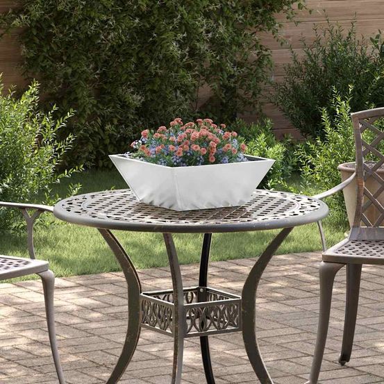 Pot de jardin bol acier galvanisé anti-rouille pour extérieur argent 40 cm