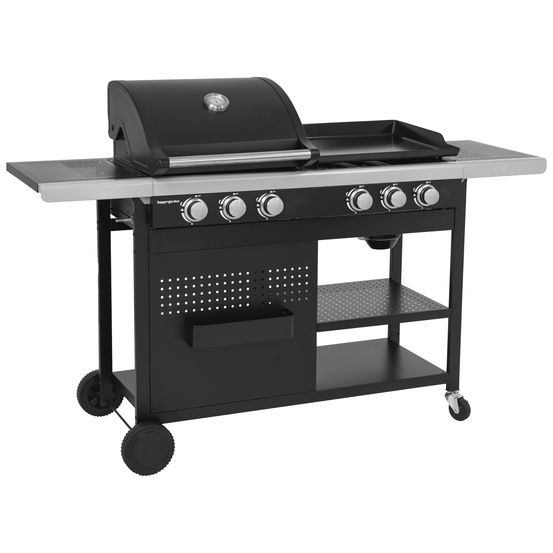 Barbecue duo au gaz vesuvio - 3 brûleurs + plancha 3 brûleurs