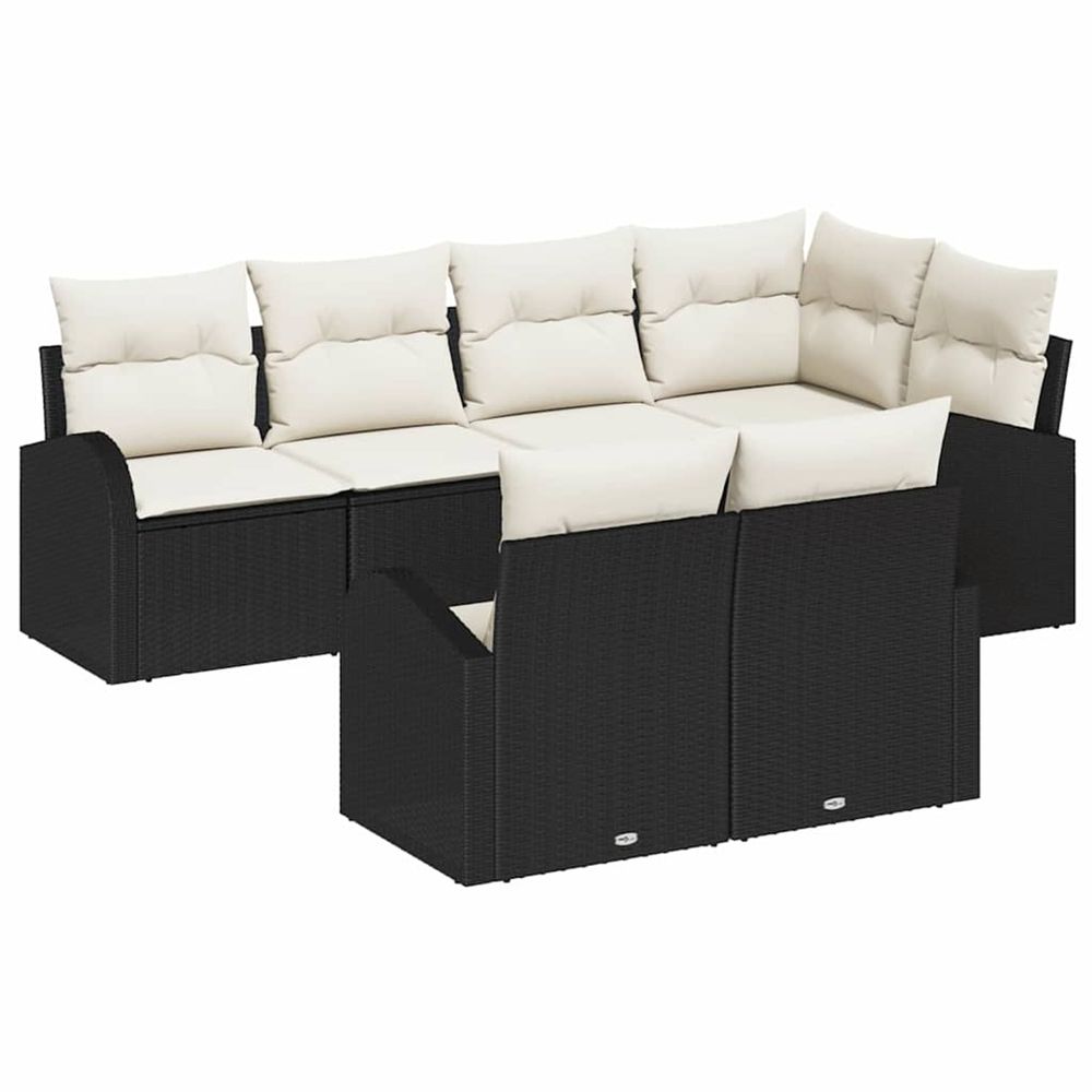 Ensemble de canapé de jardin noir polyrotin