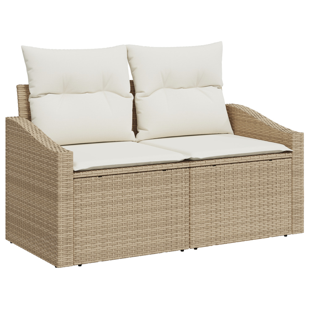 Ensemble de canapé de jardin 6 pièces avec coussins beige rotin synthétique acacia
