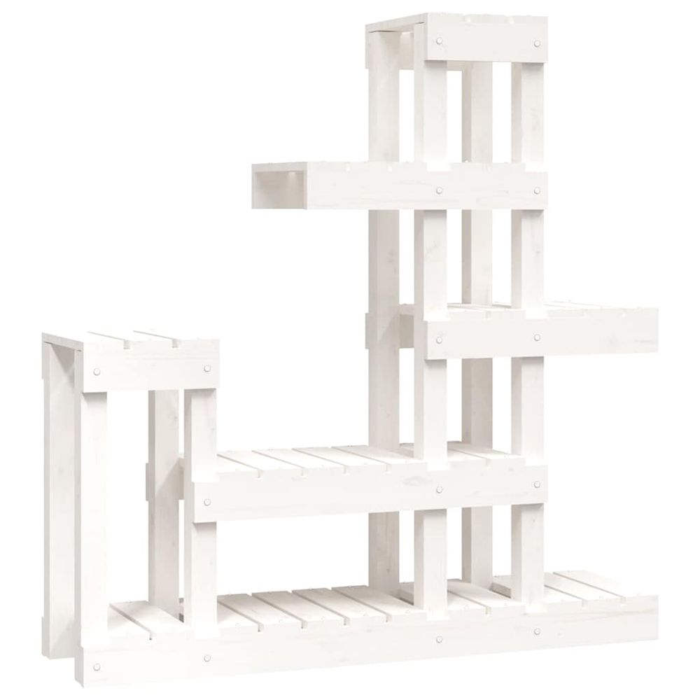 Support à plantes blanc 92x25x97 cm bois massif de pin