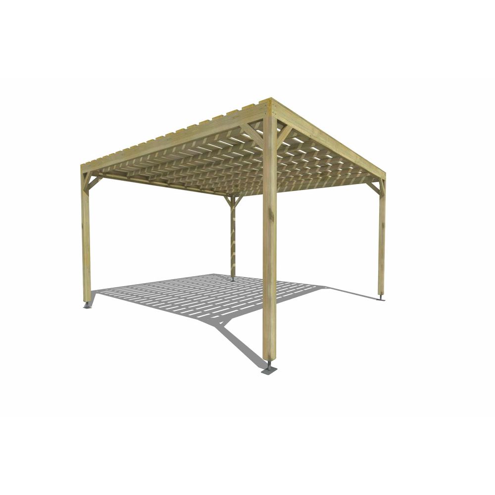 Pergola bois • 4m x 4m • indépendante • sens profondeur • platelage bois • livraison comprise