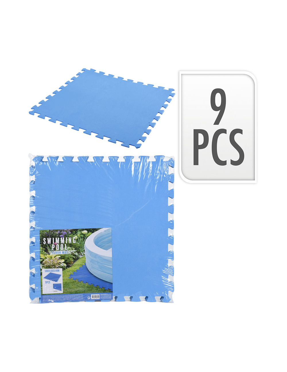 Sol de protection de piscine 9 pièces, 500x500x4mm