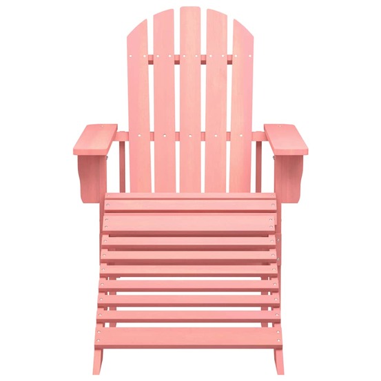 Chaise de jardin adirondack avec pouf bois de sapin solide rose