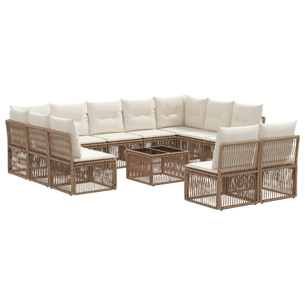Ensemble de canapé de jardin 12 pcs beige polyrotin