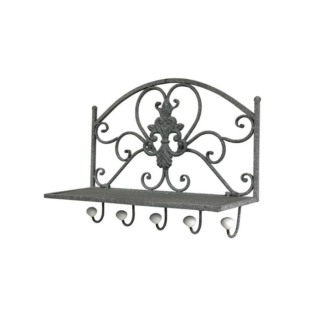 Porte manteaux étagère en métal gris 51 x 38 x 18. 5 cm