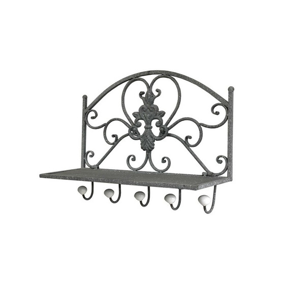 Porte manteaux étagère en métal gris 51 x 38 x 18.5 cm