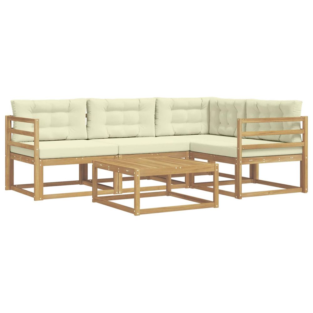 Ensemble de canapés d'extérieur 5 pc blanc et crème polyester