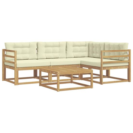 Ensemble de canapés d'extérieur 5 pc blanc et crème polyester