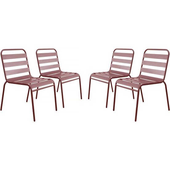 Lot de 4 chaises de jardin en métal empilables