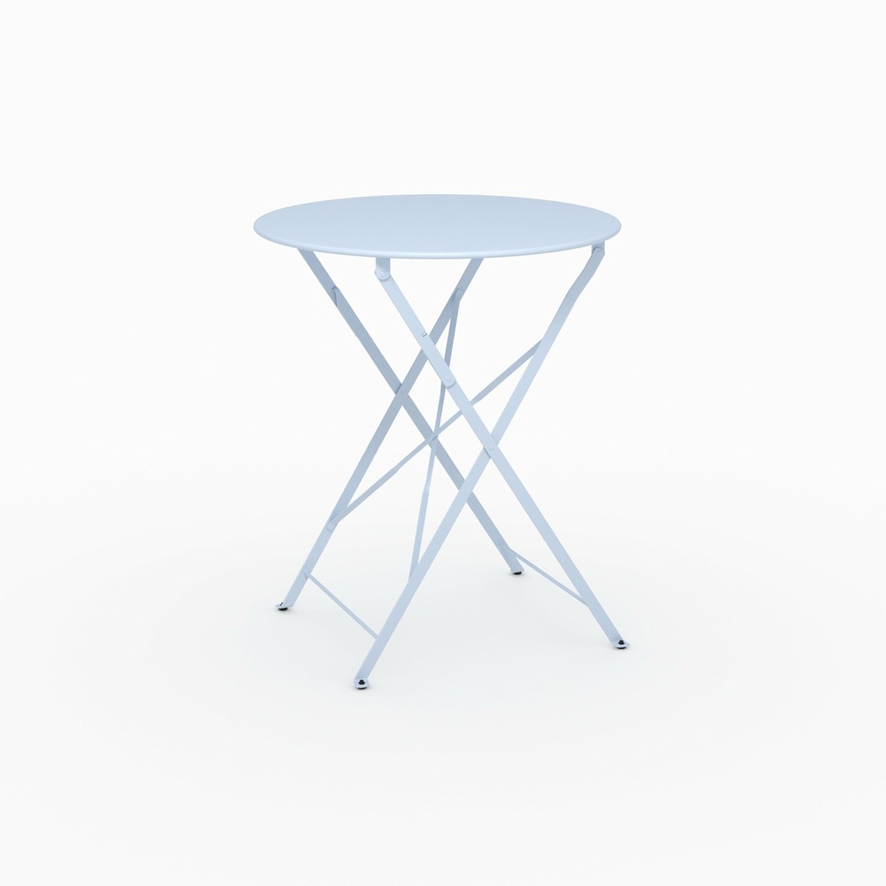Kayla-table de jardin ronde et pliante en métal bleu pastel 2 personnes
