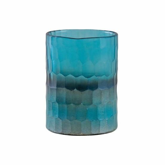 Photophore en verre mosaique turquoise