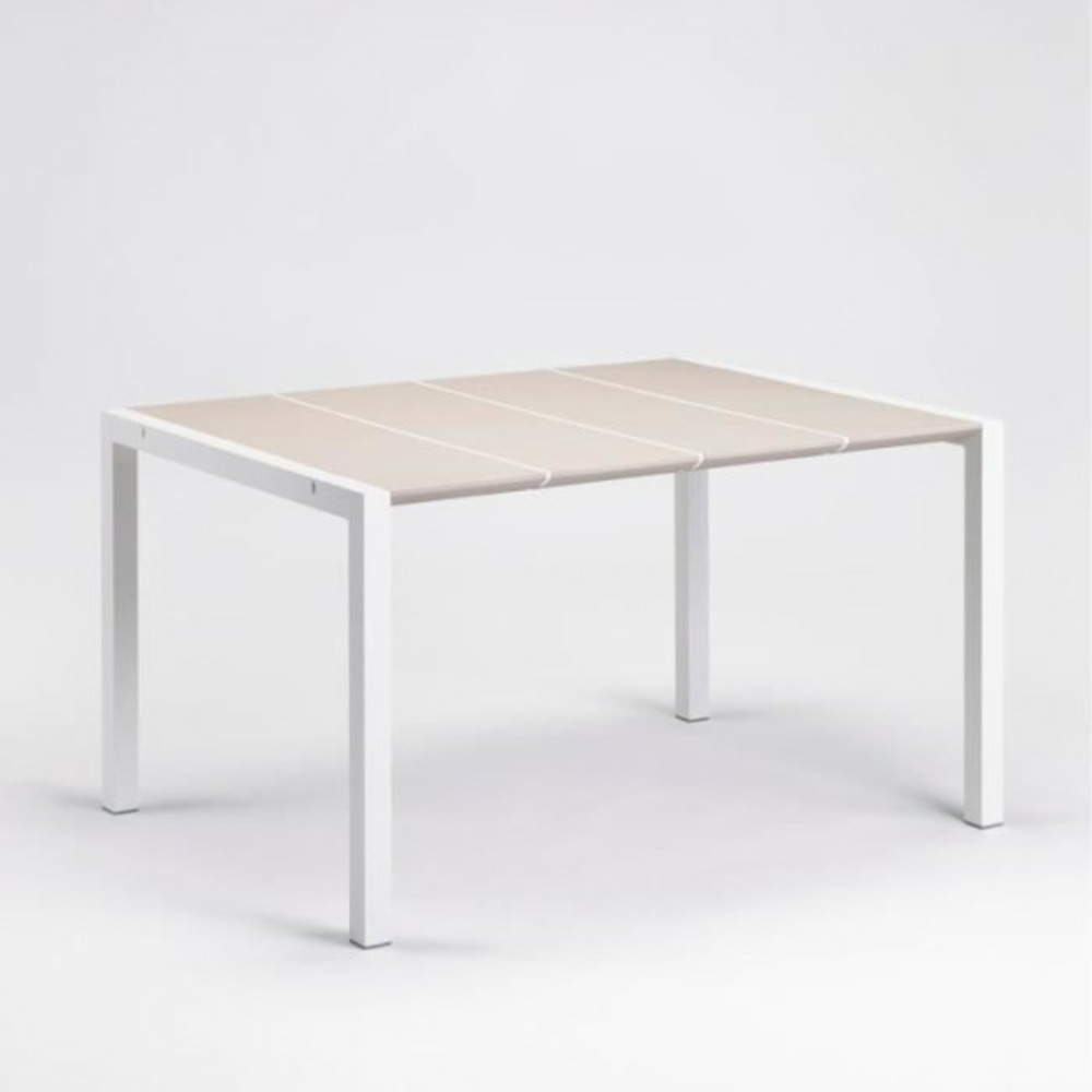 Table -  - eden 133 - blanc lin - 133x87 - aluminium et résine - 6p