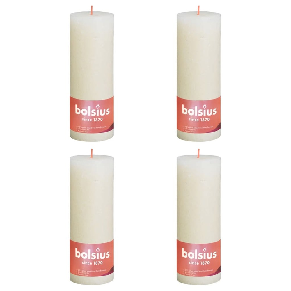 Bougies pilier rustiques shine 4 pcs 190x68 mm perle douce