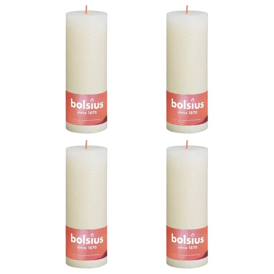 Bougies pilier rustiques shine 4 pcs 190x68 mm perle douce