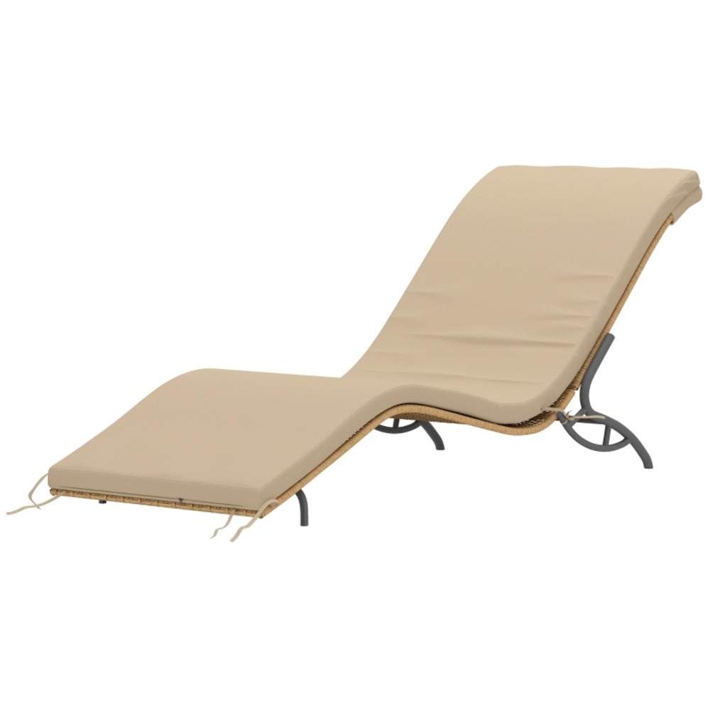 Transat en polyrotin déperlant avec coussin, beige, pour jardin et balcon