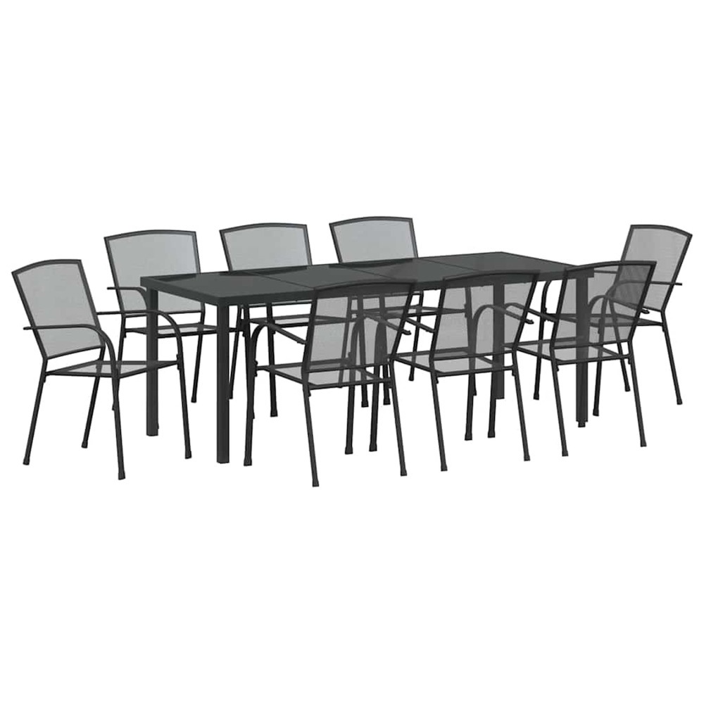 Ensemble de salle à manger pour jardin 9 pcs anthracite