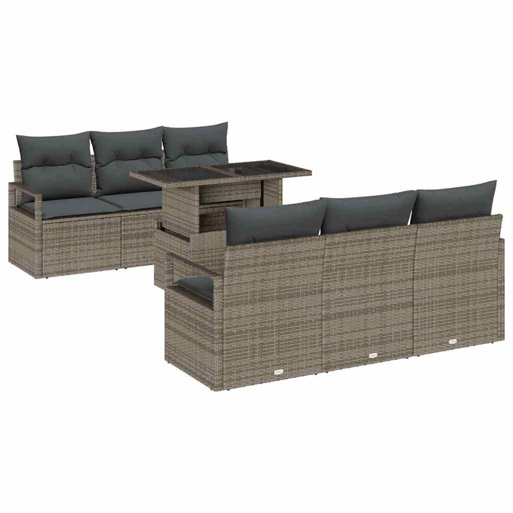 Ensemble de canapé de jardin 7 pc gris poly rotin