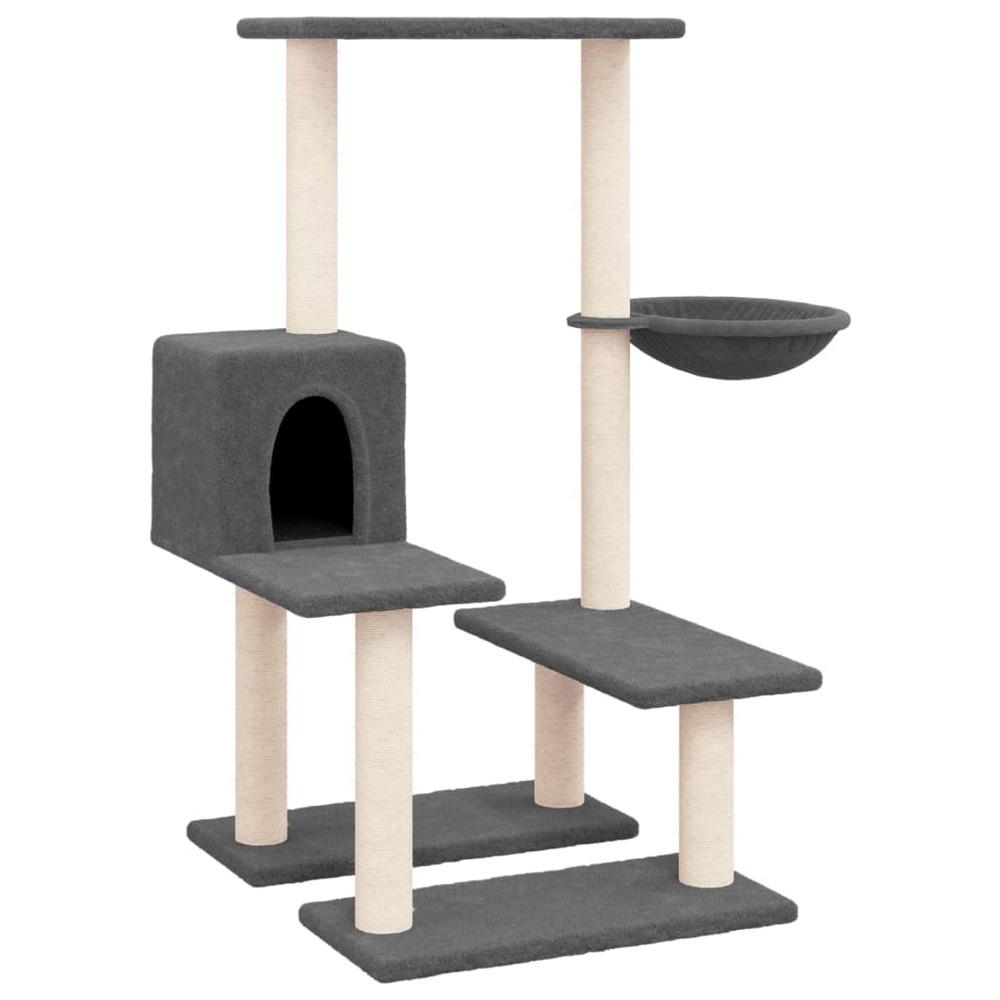 Arbre à chat meuble tour grimper jouet grattage grattoir escalade plateforme avec griffoirs en sisal foncé 94,5 cm gris 02_00