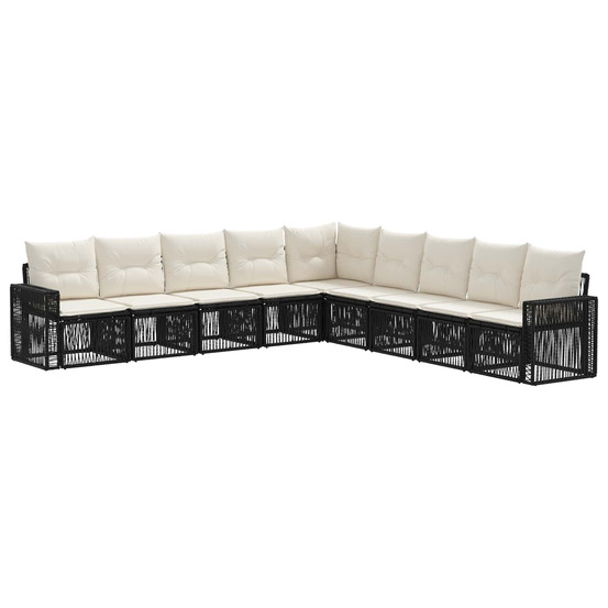 Ensemble de canapé de jardin 9 pcs noir et blanc crème
