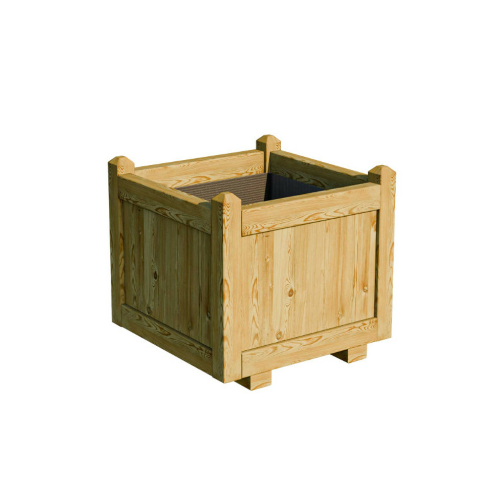 Bac a fleurs carre en bois 52l
