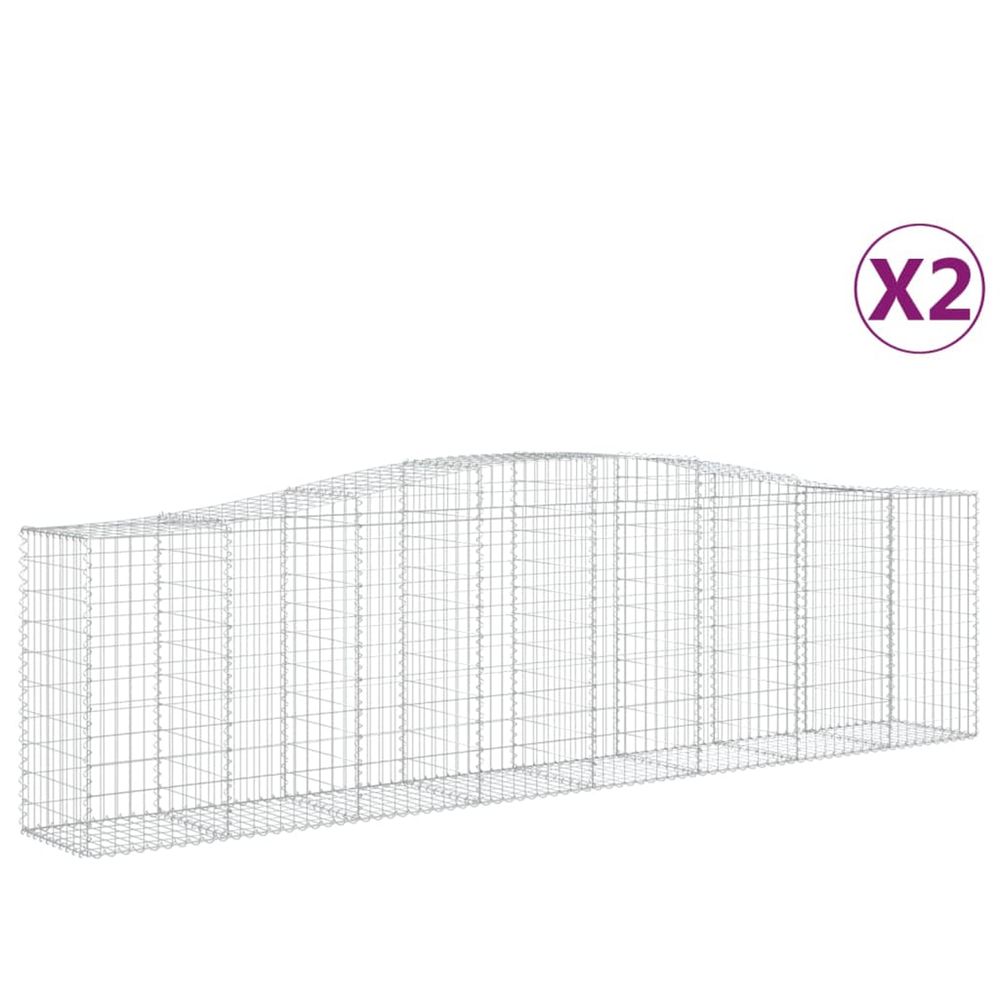 Paniers à gabions arqués 2 pcs 400x50x100/120 cm fer galvanisé
