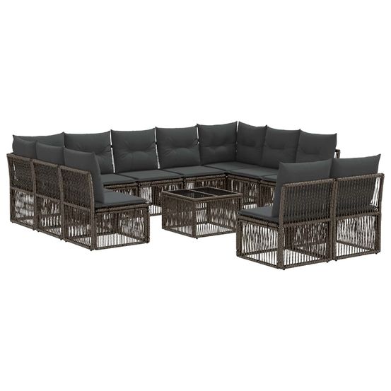 Ensemble de canapé de jardin 12 pc gris polyrotin