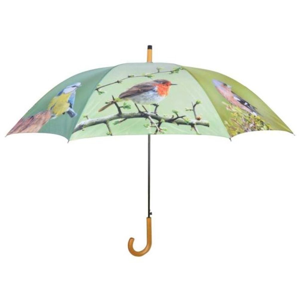 Grand parapluie bois et métal toile polyester oiseaux