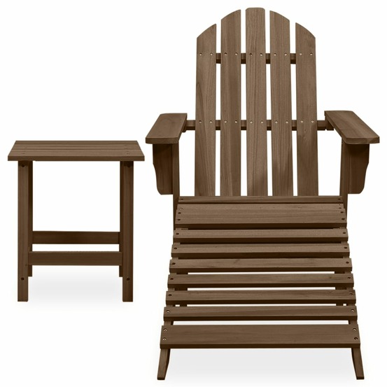 Chaise de jardin adirondack avec pouf et table sapin marron