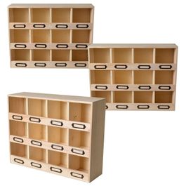 12 petits casiers en bois - Avec porte-étiquettes - ON RANGE TOUT 12 petits casiers en bois - Avec porte-étiquettes - ON RANGE TOUT