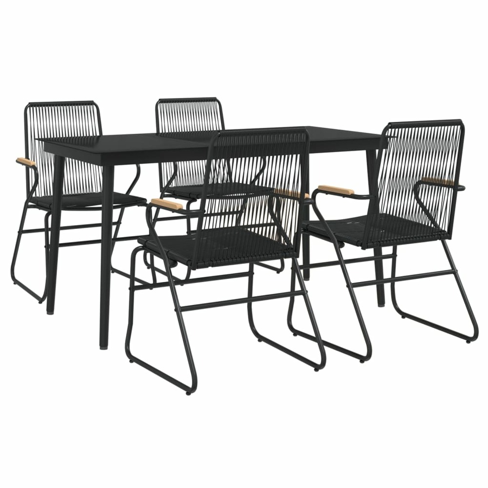 Mobilier à dîner de jardin 5 pièces noir rotin pvc