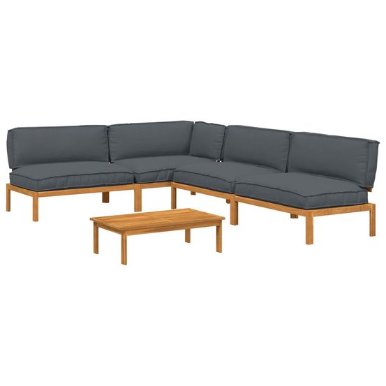 Ensemble de canapés 5 pc anthracite bois d'acacia massif