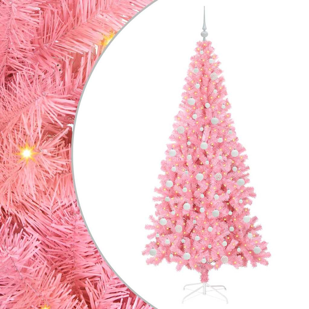 Sapin de noël avec 300 led avec support rose 210 cm pvc
