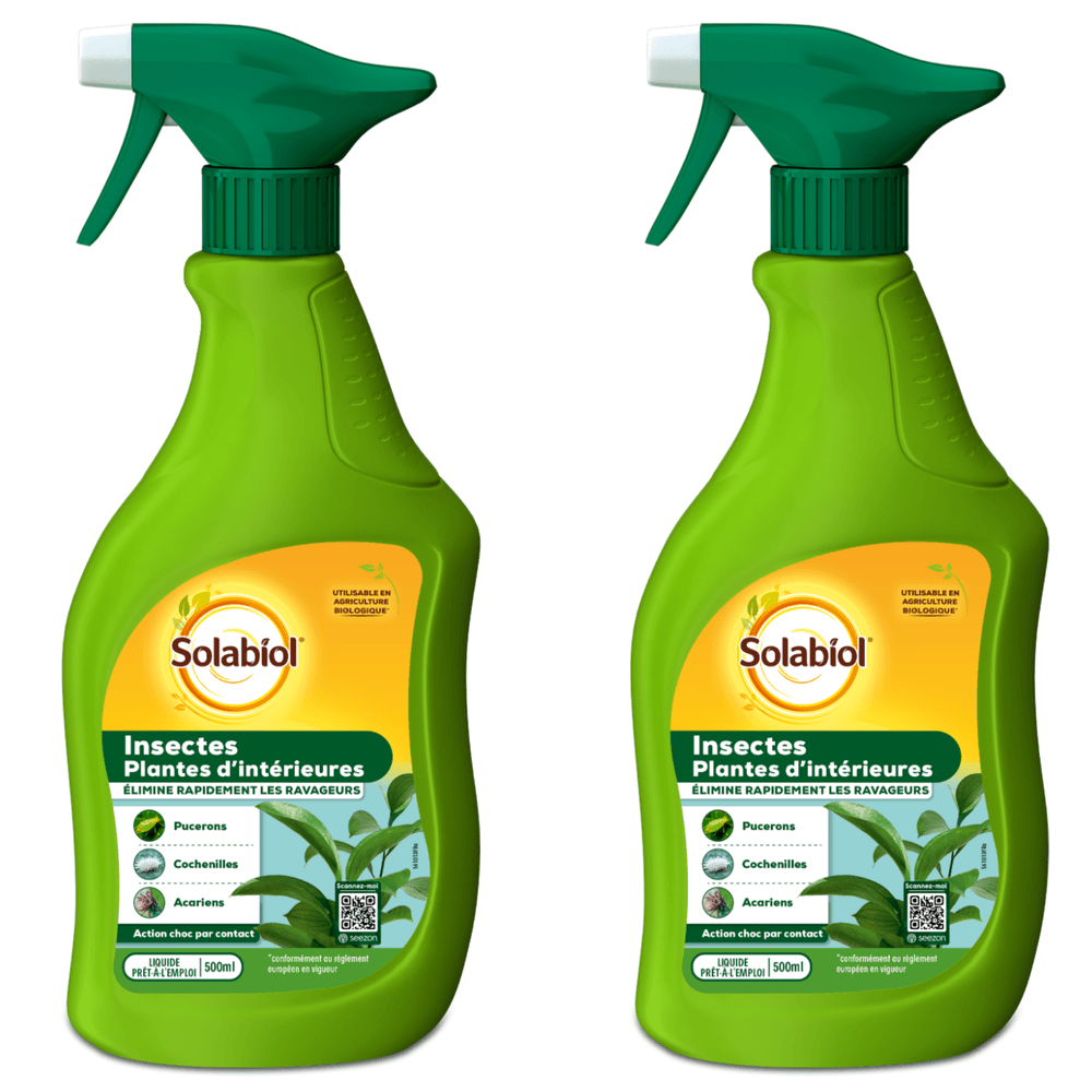 Solabiol insectes plantes d'intérieures - 1000ml -prêt a l'emploi - action choc - pucerons cochenilles & acariens sopvpal500x2