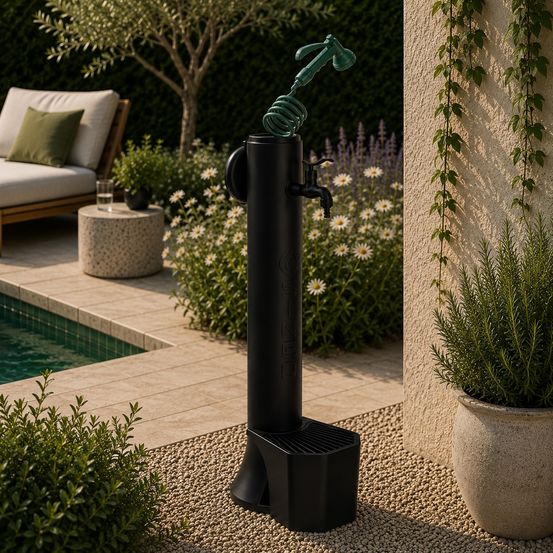 Seau et pistolet pour fontaine sined noir triton pro fountain black long hose 75m