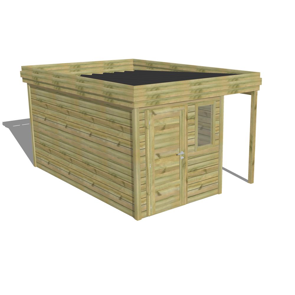 Abri de jardin bois pin traité autoclave 27mm - 3,14x4,34m / 14m2 - bac acier - abri français