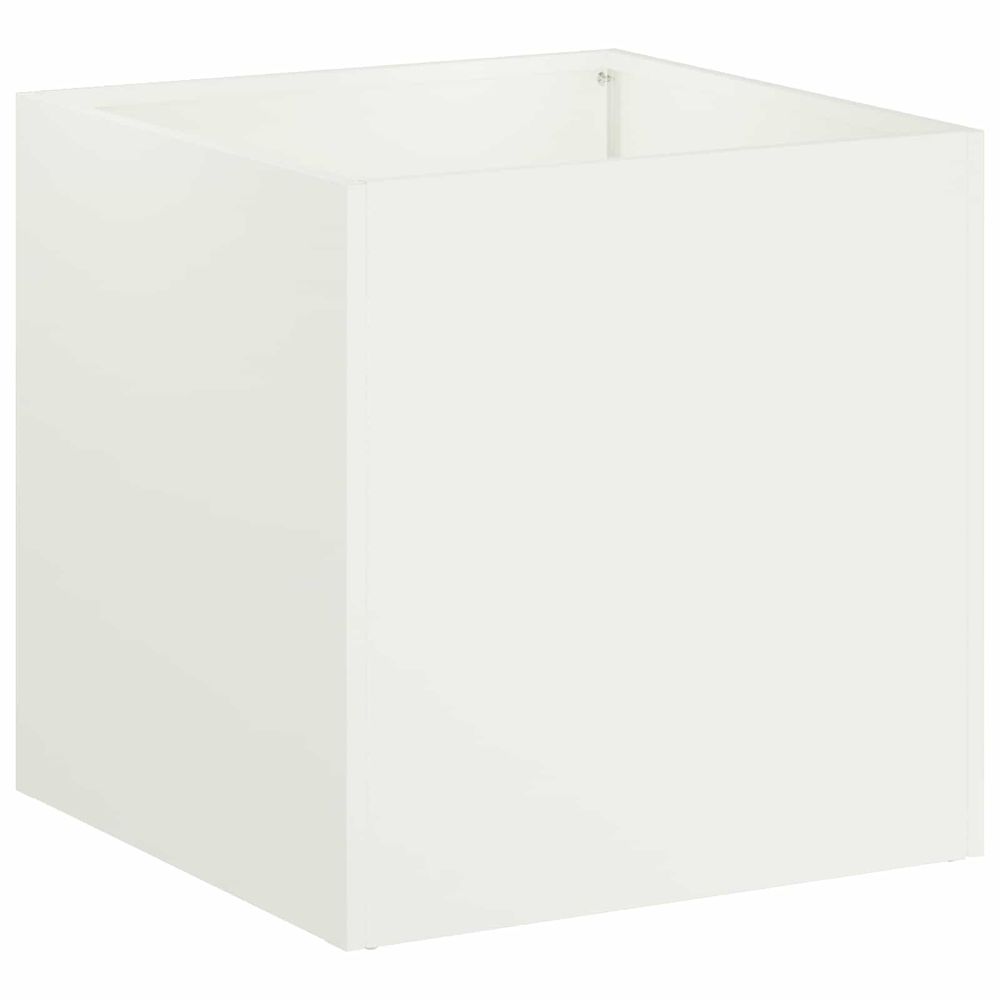 Cache-pot de jardin blanc 25 x 25 x 25 cm acier laminé à froid