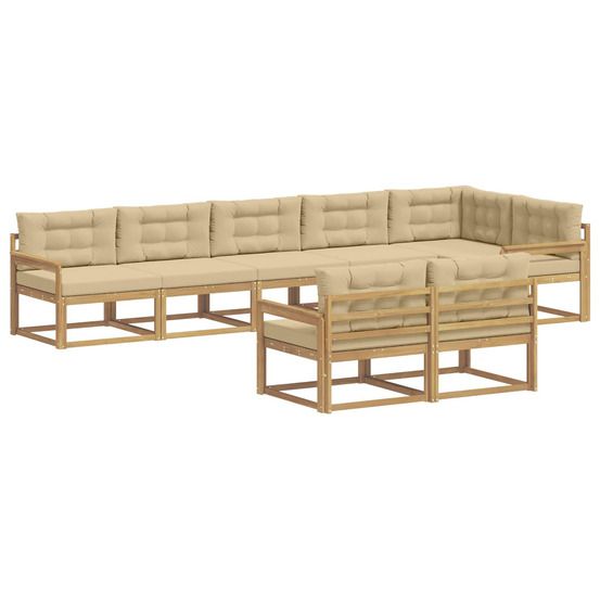 Ensemble de canapés d'extérieur 6 pc blanc et beige polyester