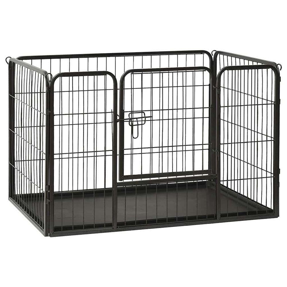 Cage parc pour chiot en acier avec plateau amovible pour éducation propreté noir