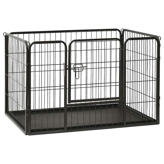 Cage parc pour chiot en acier avec plateau amovible pour éducation propreté noir