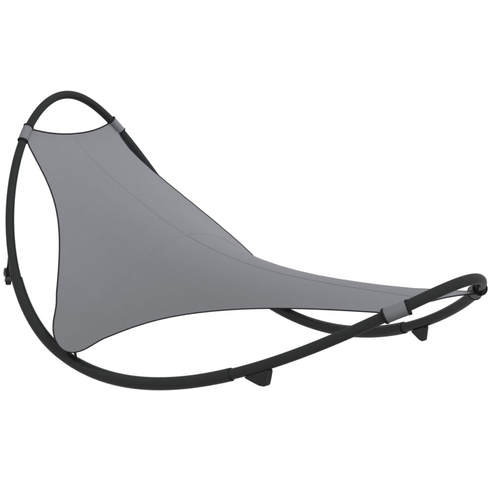 Chaise longue à bascule avec roues acier et textilène gris bain de soleil