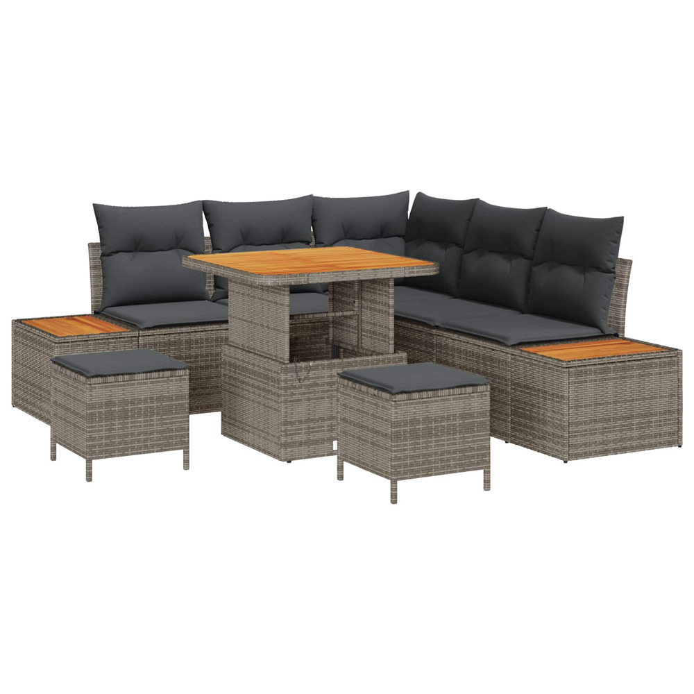 Ensemble de canapé de jardin avec coussin 8 pcs gris