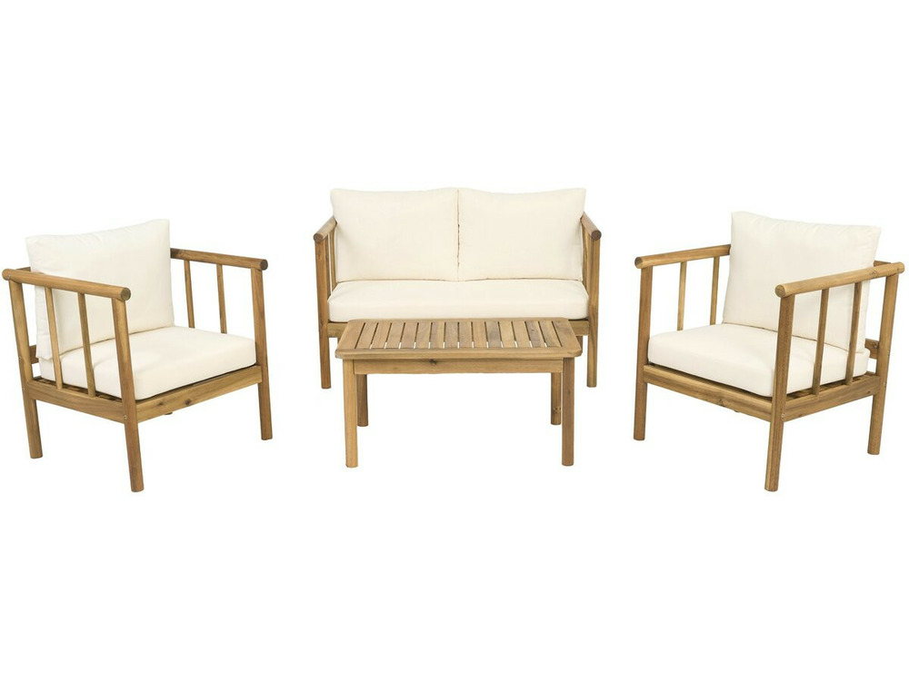 Salon de jardin en bois avec coussins inclus 